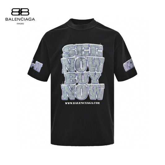Balenciaga T-shirt - Te - T And Graphic Design - Black Unisex Streetwear Limited Edition - <span>This Balenciaga t-shirt features a bold design with various texts and a graphic on the