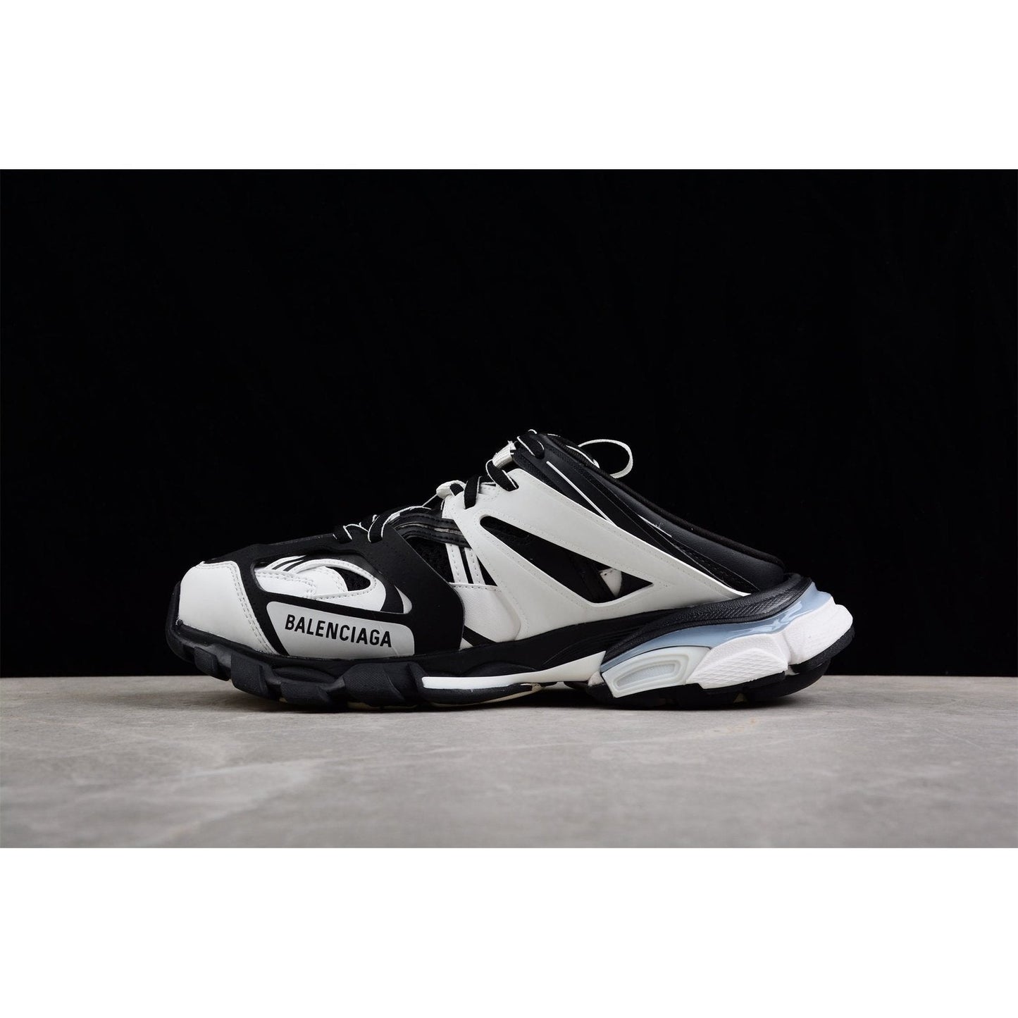 BALENCIAGA Track Mule - White - Black Unisex Streetwear Limited Edition - Introducing the BALENCIAGA Track Mule x Black White, a fusion of athletic innovation and modern