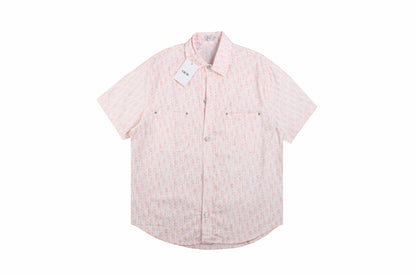 Dior Monogram Shirt (pink - White) Unisex Streetwear Limited Edition - <p dir='ltr'><span>This Dior shirt features a subtle monogram pattern in pink and white. The