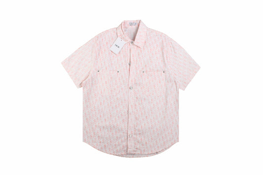 Dior Monogram Shirt (pink - White) Unisex Streetwear Limited Edition - <p dir='ltr'><span>This Dior shirt features a subtle monogram pattern in pink and white. The