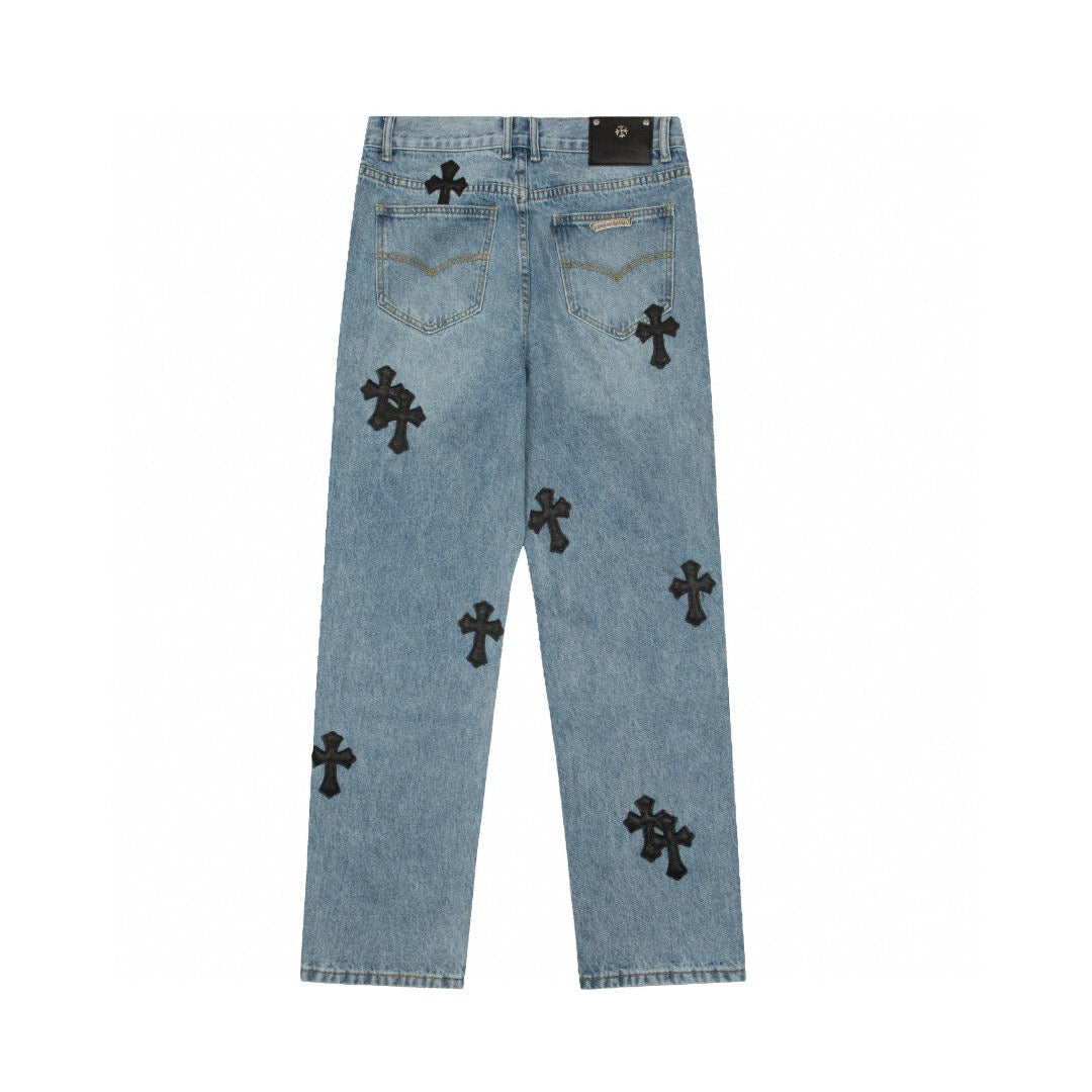 CHROME Hearts - Levi's Cross Patch Jeans - Red Unisex Streetwear Limited Edition