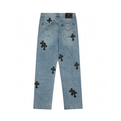 CHROME Hearts - Levi's Cross Patch Jeans - Red Unisex Streetwear Limited Edition