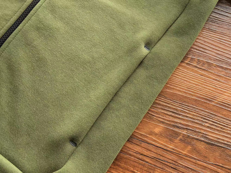NIKE Tech Fleece Hoodie - Olive - Green Unisex Streetwear Limited Edition - The NIKE TECH FLEECE HOODIE OLIVE GREEN - REPLICA is the perfect fusion of athletic