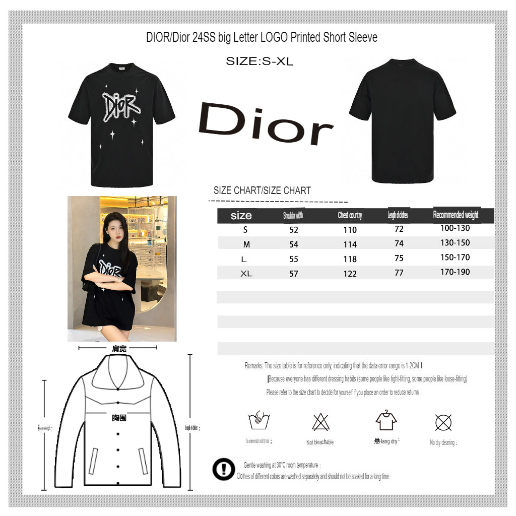 Camiseta Dior con estampado de estrella, negra