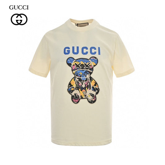 Gucci T-shirt With Bear Graphic - Cream Unisex Streetwear Limited Edition - <span>Charming and trendy. Features a colorful bear graphic with the Gucci logo. Made from premium