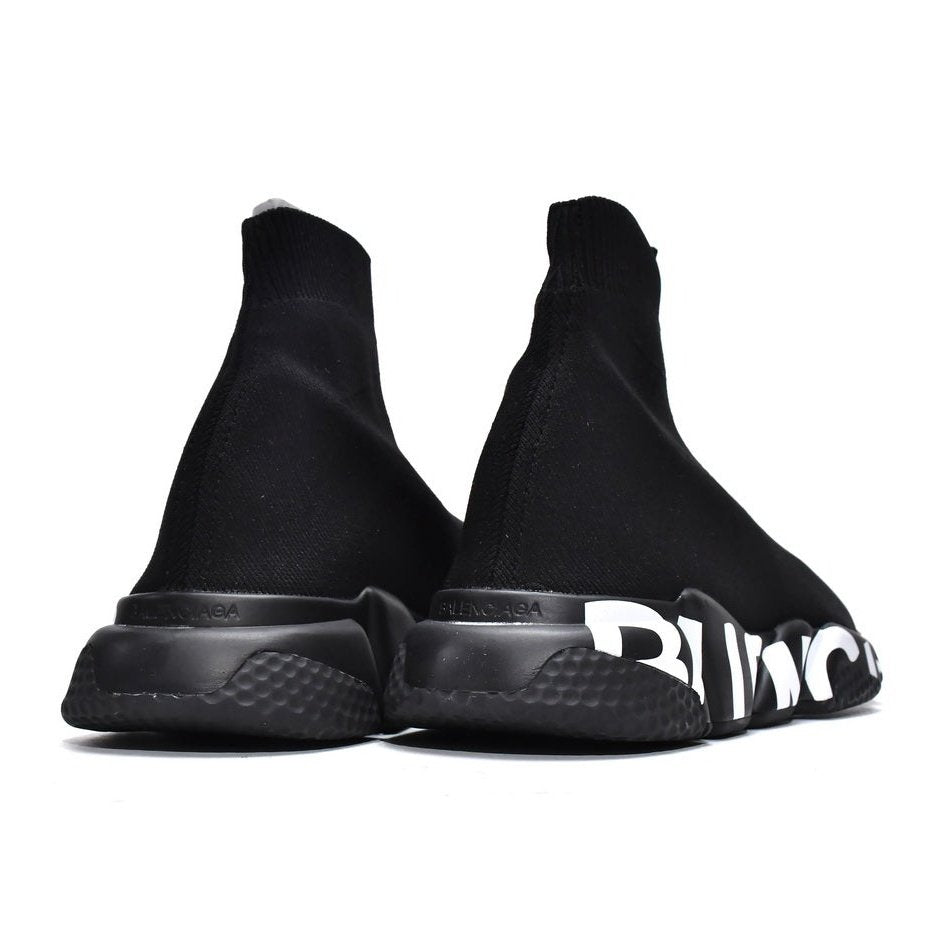 BALENCIAGA Speed Graffiti Trainer - - Black Unisex Streetwear Limited Edition - The Balenciaga Speed Graffiti Trainer x Black is a captivating blend of haute couture and