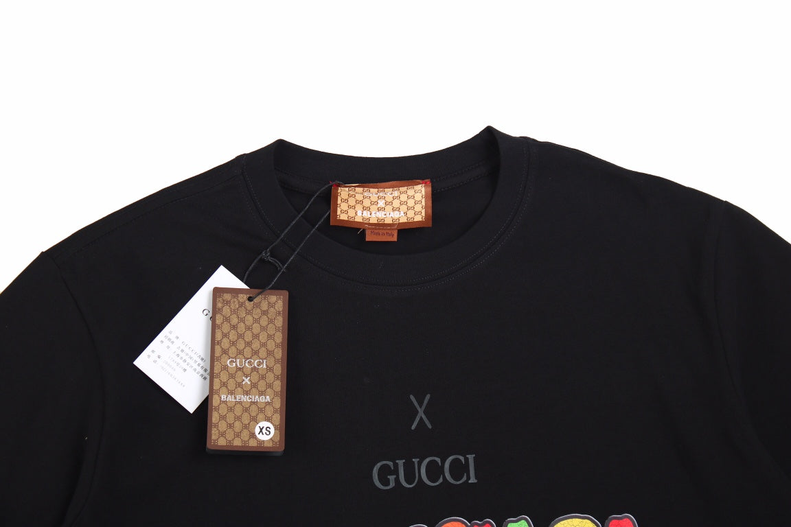 Camiseta negra GUCCI x BALENCIAGA DRIP LOGO