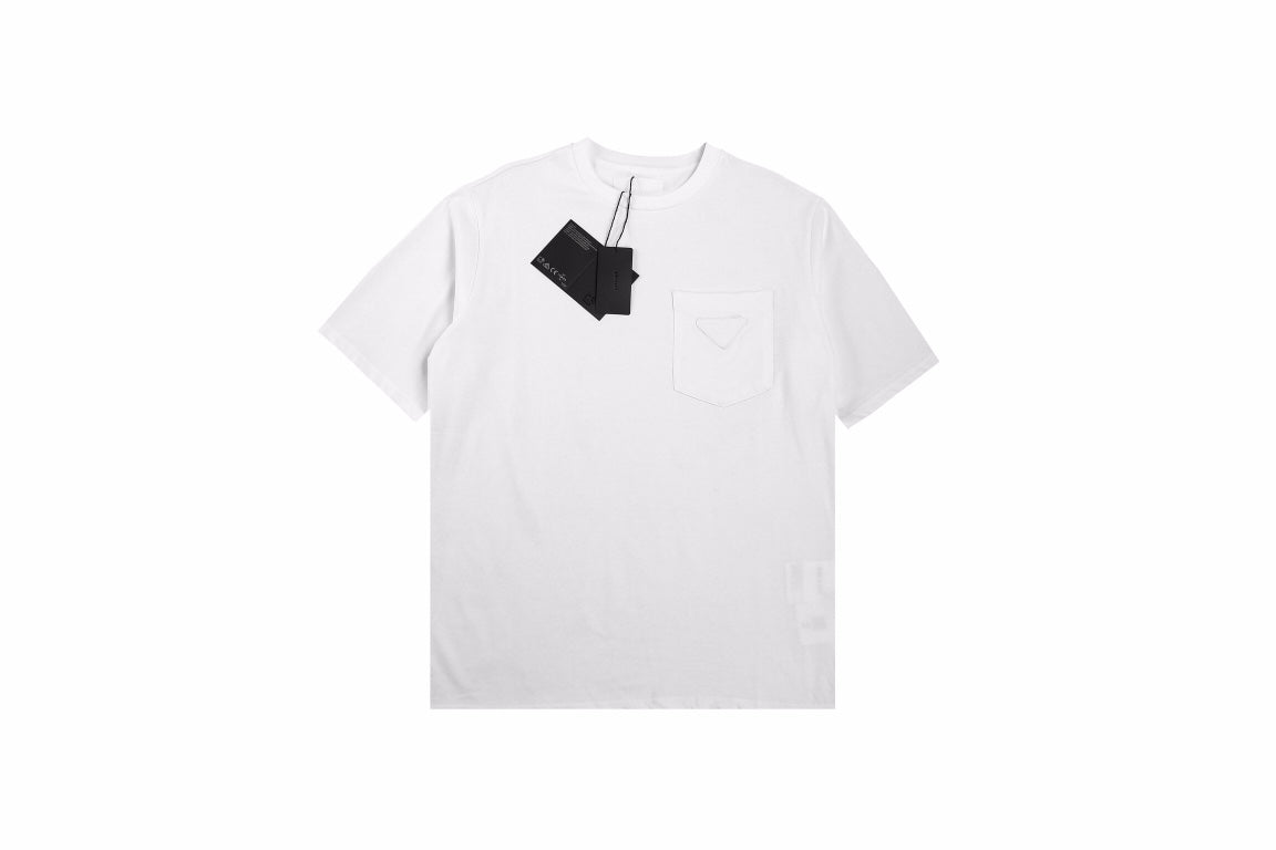 Prada Logo Pocket T-shirt (white) Unisex Streetwear Limited Edition - <span>Classic white t-shirt featuring a subtle Prada logo on the chest pocket. Made from high-quality