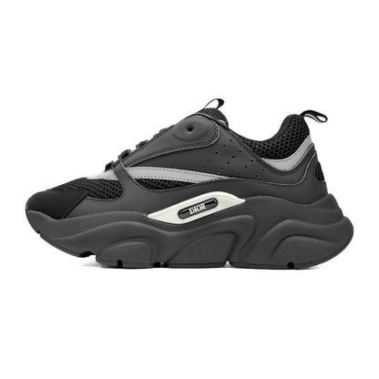 DIOR B22 Silver Sneakers - Black Unisex Streetwear Limited Edition