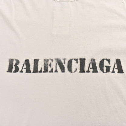 Camiseta beige con logo estampado de Balenciaga