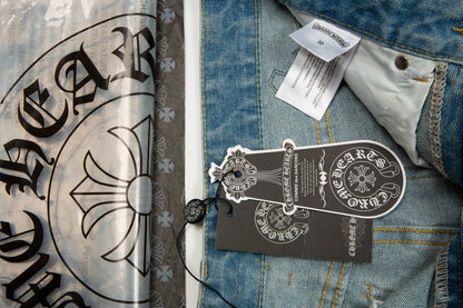 CHROME Hearts Se - Embroidered Jeans Blue Unisex Streetwear Limited Edition