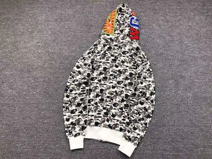 BAPE Abc Camo Shark Full Zip Hoodie - Grey Unisex Streetwear Limited Edition