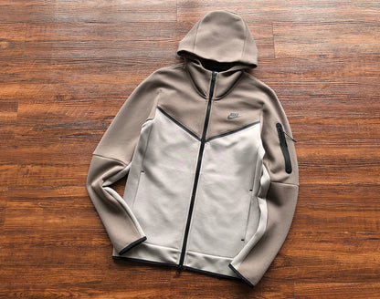 NIKE Tech Fleece Hoodie - Olive - Enigma Stone - Grey Unisex Streetwear Limited Edition - The NIKE TECH FLEECE HOODIE OLIVE GREY/ENIGMA STONE - REPLICA delivers the perfect fusion of