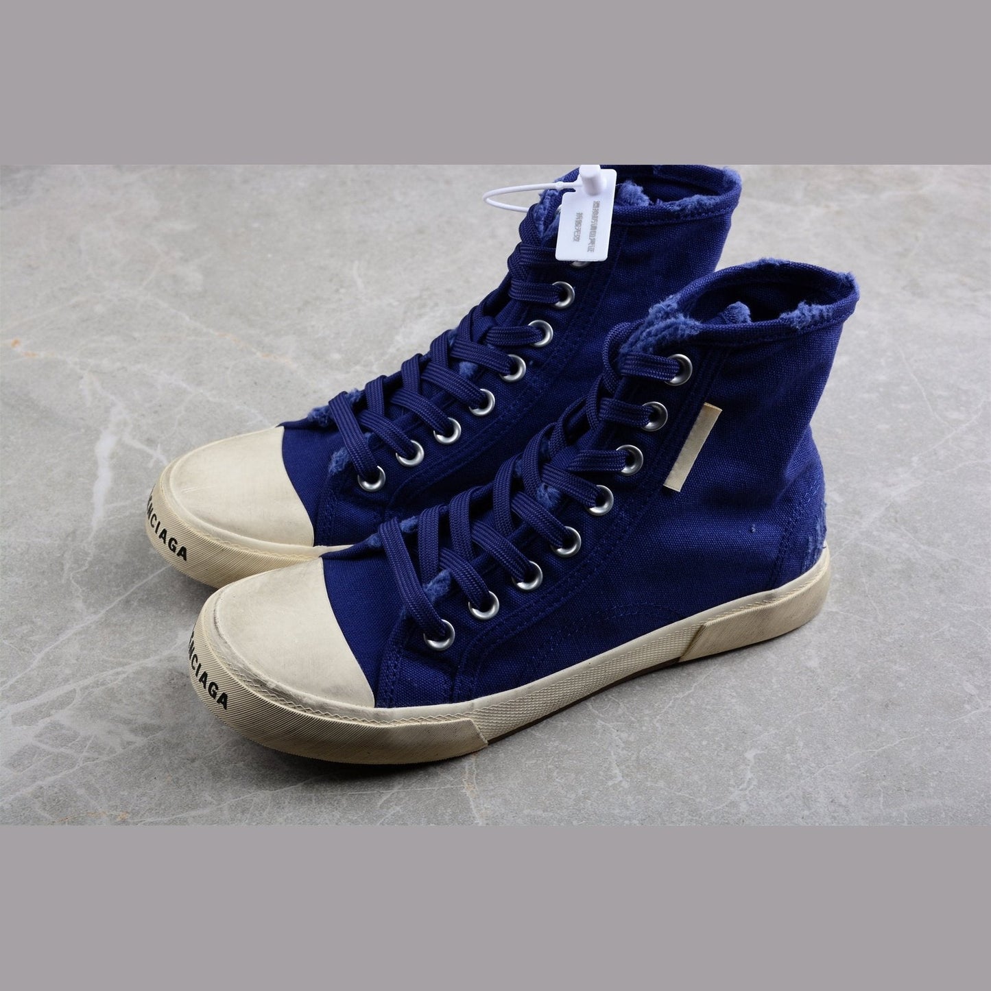 BALENCIAGA Paris High Vulc Destr - Sneakers - Blue Unisex Streetwear Limited Edition - Introducing the BALENCIAGA Paris High Vulc Destr x Blue, a striking embodiment of urban edge