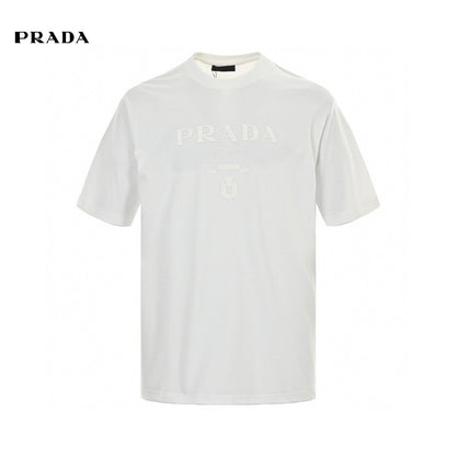 Prada T-shirt - With Subtle Branding - White Unisex Streetwear Limited Edition - <span>This Prada t-shirt features a clean white base with subtle 'PRADA MILANO' branding across the