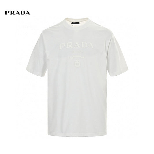 Prada T-shirt - With Subtle Branding - White Unisex Streetwear Limited Edition - <span>This Prada t-shirt features a clean white base with subtle 'PRADA MILANO' branding across the