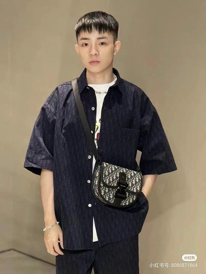 Chemise noire à manches courtes Dior