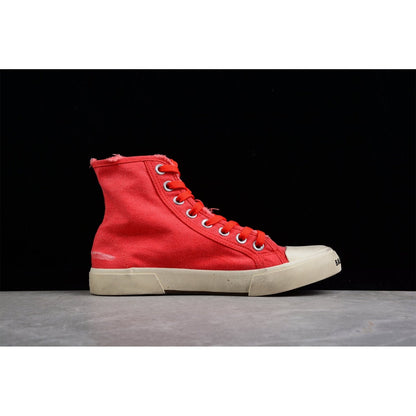 BALENCIAGA Paris High Vulc Destr - Sneakers - Red Unisex Streetwear Limited Edition - Introducing the BALENCIAGA Paris High Vulc Destr x Red, a bold fusion of edgy design