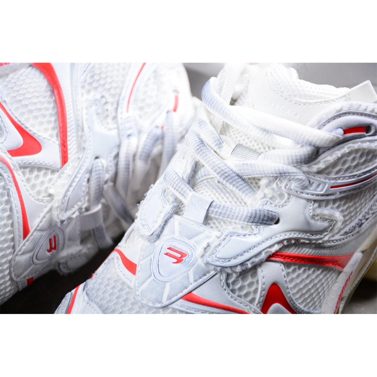 BALENCIAGA Runner - Beige Red Sneakers - White Unisex Streetwear Limited Edition - The Balenciaga Runner x White Beige Red sneakers offer a fresh and sophisticated take on