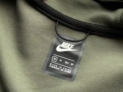 NIKE Tech Fleece Hoodie - Army - Green Unisex Streetwear Limited Edition - The NIKE TECH FLEECE HOODIE ARMY GREEN - REPLICA is a perfect blend of modern