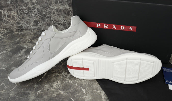 PRADA America's Cup Silver Sneakers - Red Unisex Streetwear Limited Edition