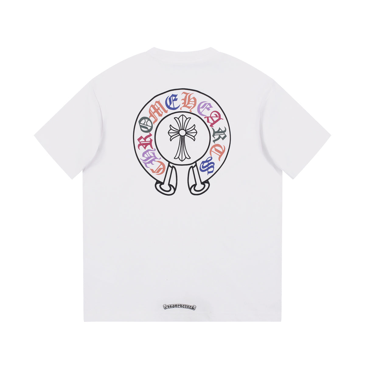 CHROME Hearts Multicolor Horse Shoe Logo T-shirt - White Unisex Streetwear Limited Edition
