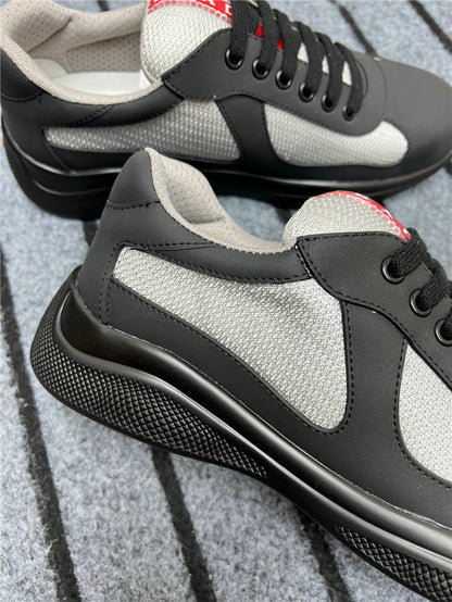 PRADA America's Cup Soft Rubber Silver Sneakers - Black Unisex Streetwear Limited Edition