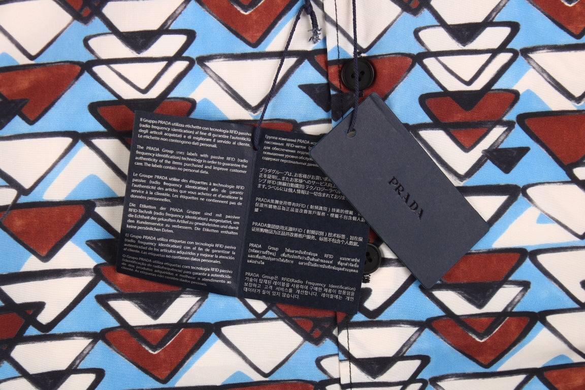 CAMISA DE MANGA CORTA ESTAMPADA BALENCIAGA AZUL MARRÓN