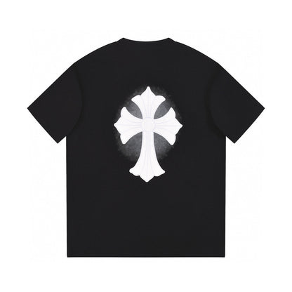 CHROME Hearts White Cross T-shirt - Black Unisex Streetwear Limited Edition