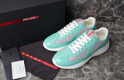 PRADA America's Cup Aquamarine Sneakers - Red Unisex Streetwear Limited Edition