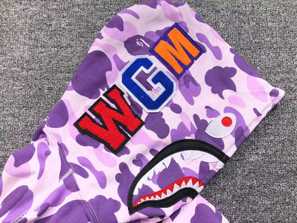 BAPE Color Camo Full Zip Hoodie - Purple Unisex Streetwear Limited Edition
