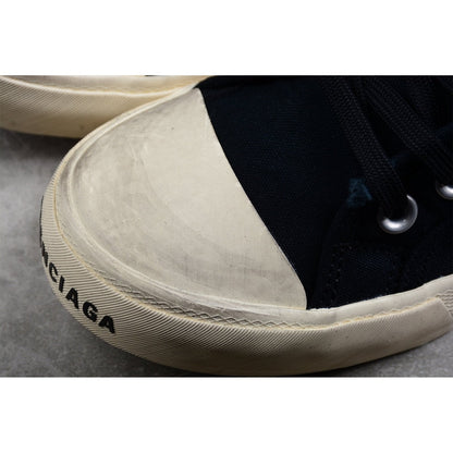 BALENCIAGA Paris High Vulc Destr - Sneakers - Black Unisex Streetwear Limited Edition - Introducing the BALENCIAGA Paris High Vulc Destr x Black, an avant-garde masterpiece blending high fashion