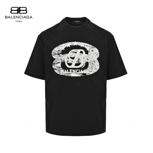 Balenciaga T-shirt - Distressed Logo - Black Unisex Streetwear Limited Edition