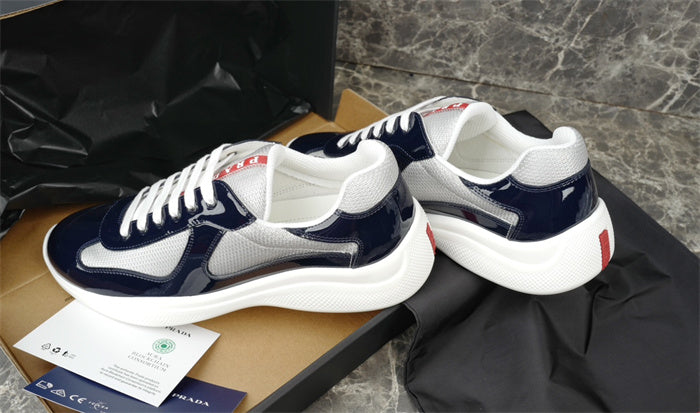 PRADA America's Cup Silver Sneakers - Navy Unisex Streetwear Limited Edition