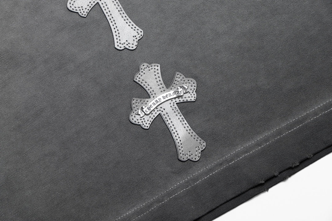CHROME HEARTS CROSS PATCH T-SHIRT WASHED GREY - detail - replica sneakers
