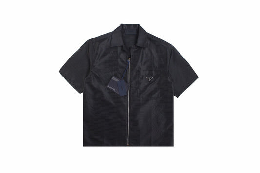 Prada Zip-up Shirt - Black Unisex Streetwear Limited Edition - <p dir='ltr'><span>A sleek Prada zip-up shirt featuring a minimalist design. Black color with a