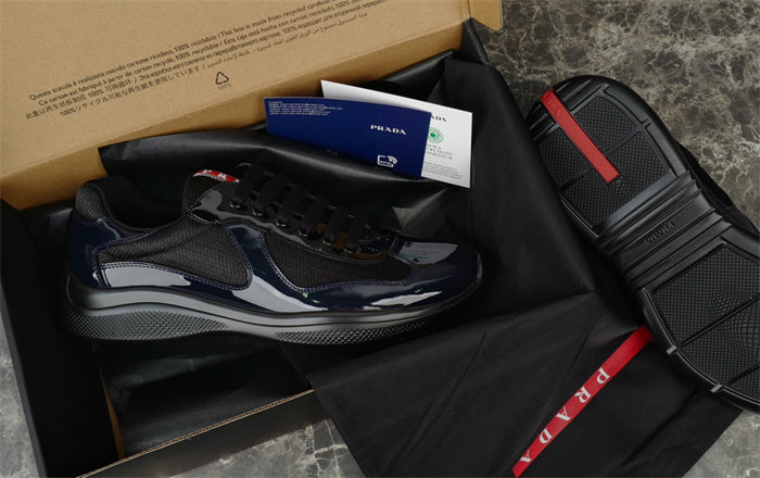 PRADA America's Cup Navy Sneakers - Black Unisex Streetwear Limited Edition