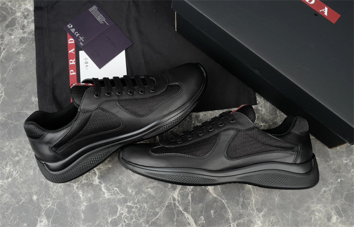 PRADA America's Cup Leather Sneakers - Black Unisex Streetwear Limited Edition