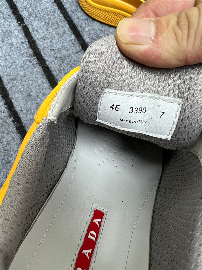 PRADA America's Cup Soft Rubber Silver Sneakers - Yellow Unisex Streetwear Limited Edition