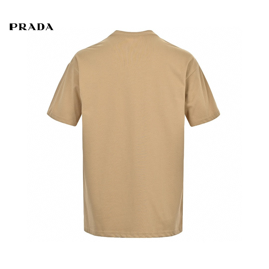 Prada Milano Logo T-shirt - Beige Unisex Streetwear Limited Edition - <span>This Prada Milano t-shirt features a refined design with a brown and beige Prada Milano