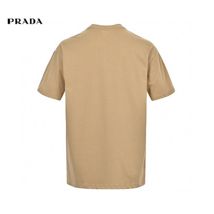 Prada Milano Logo T-shirt - Beige Unisex Streetwear Limited Edition - <span>This Prada Milano t-shirt features a refined design with a brown and beige Prada Milano