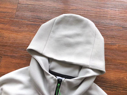 NIKE Tech Fleece Hoodie - Grey - - Green - Black Unisex Streetwear Limited Edition - The NIKE TECH FLEECE HOODIE GREY/BLACK/GREEN - REPLICA delivers the perfect fusion of modern athletic