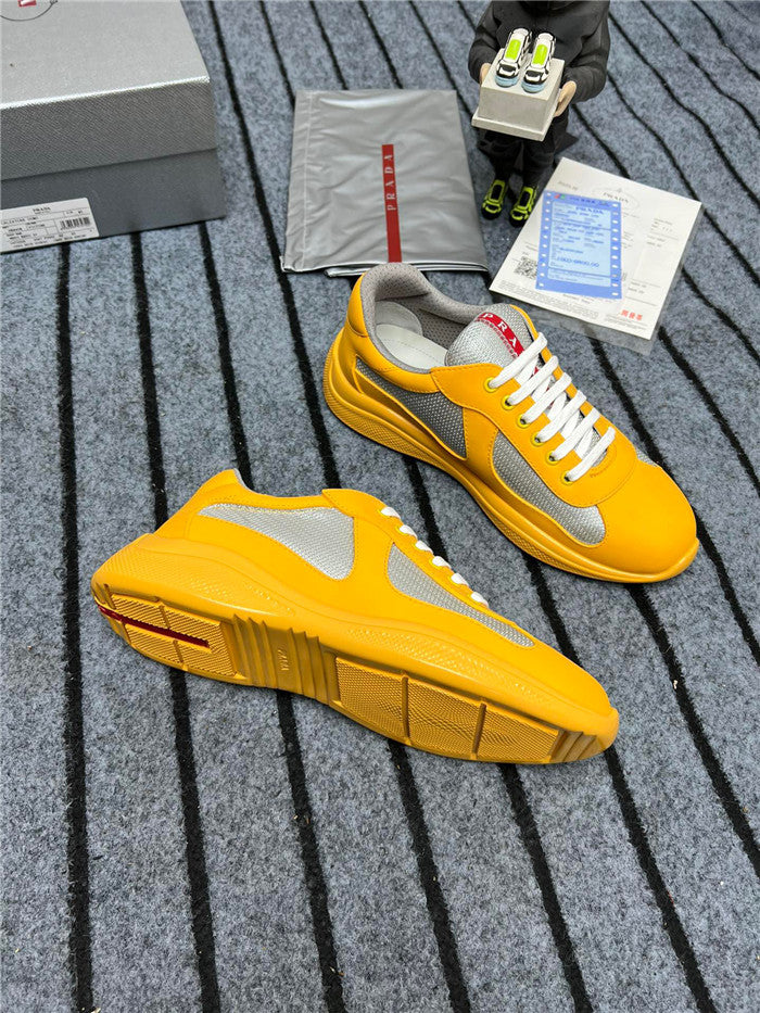PRADA America's Cup Soft Rubber Silver Sneakers - Yellow Unisex Streetwear Limited Edition