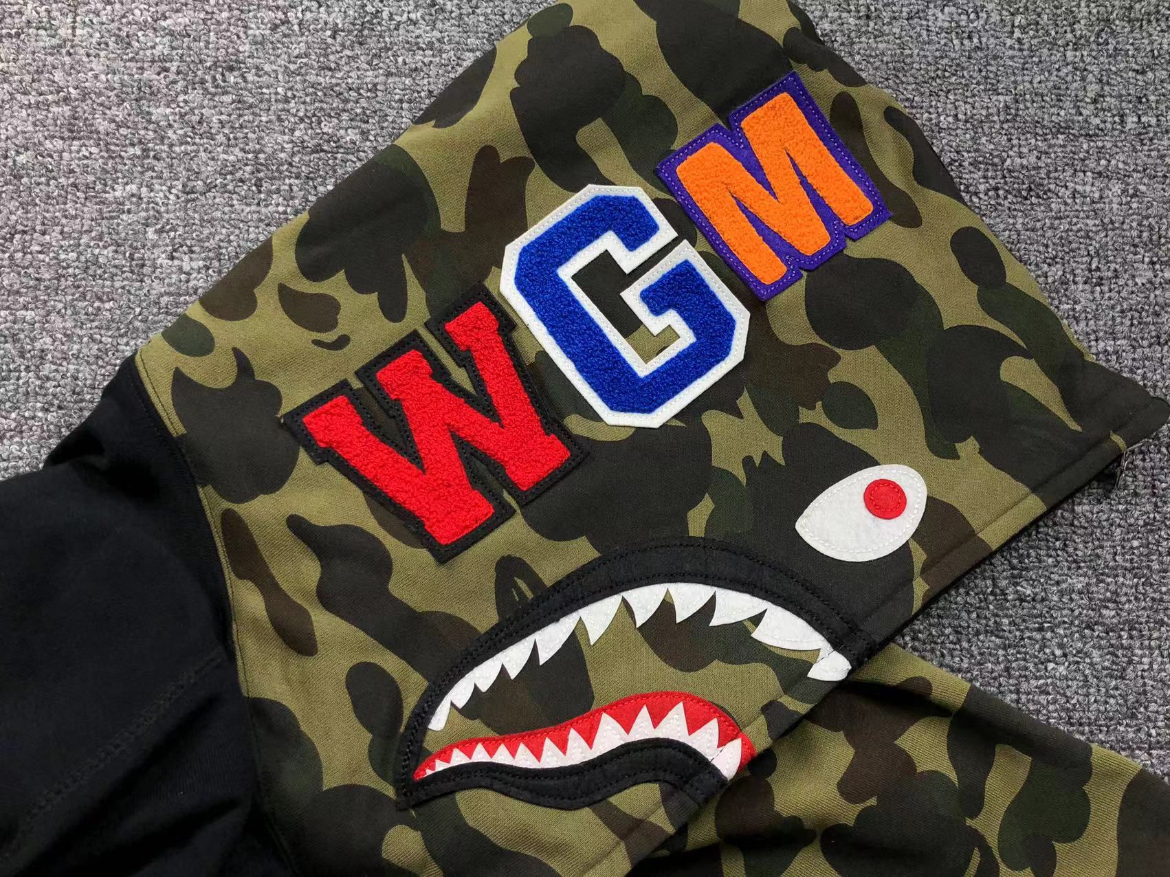 BAPE Green Camo Full Zip Hoodie - Black Unisex Streetwear Limited Edition