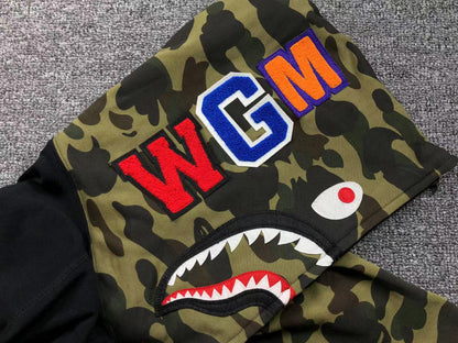BAPE Green Camo Full Zip Hoodie - Black Unisex Streetwear Limited Edition