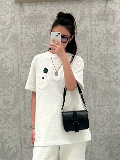 Camiseta Dior con bordado de lagarto - Blanca