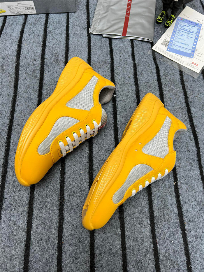 PRADA America's Cup Soft Rubber Silver Sneakers - Yellow Unisex Streetwear Limited Edition