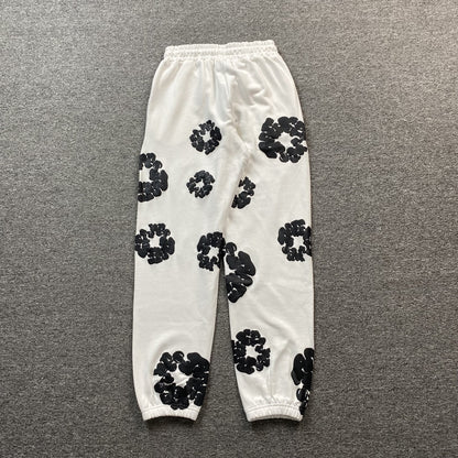 DENIM Tears Cotton Wreath Sweatpants - White Unisex Streetwear Limited Edition