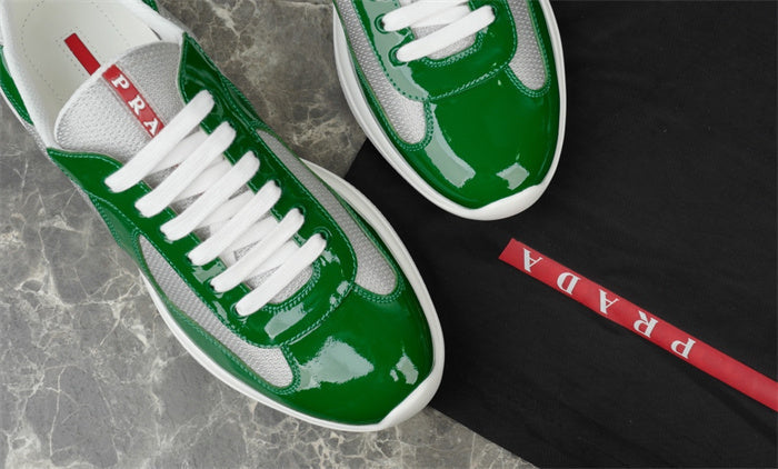 PRADA America's Cup Silver Sneakers - Green Unisex Streetwear Limited Edition
