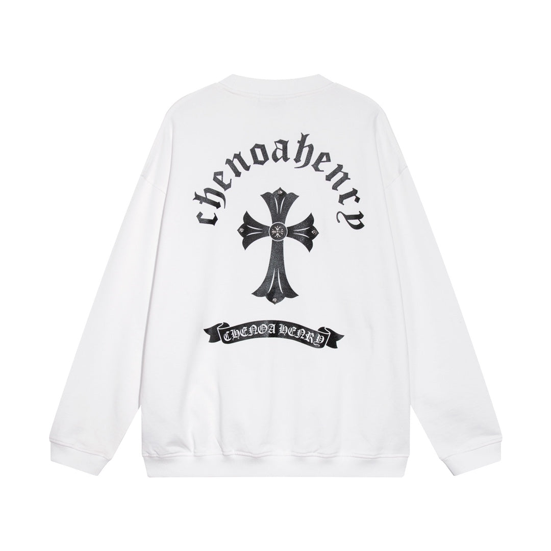 CHROME Hearts Cross Sweatshirt White - Black Unisex Streetwear Limited Edition